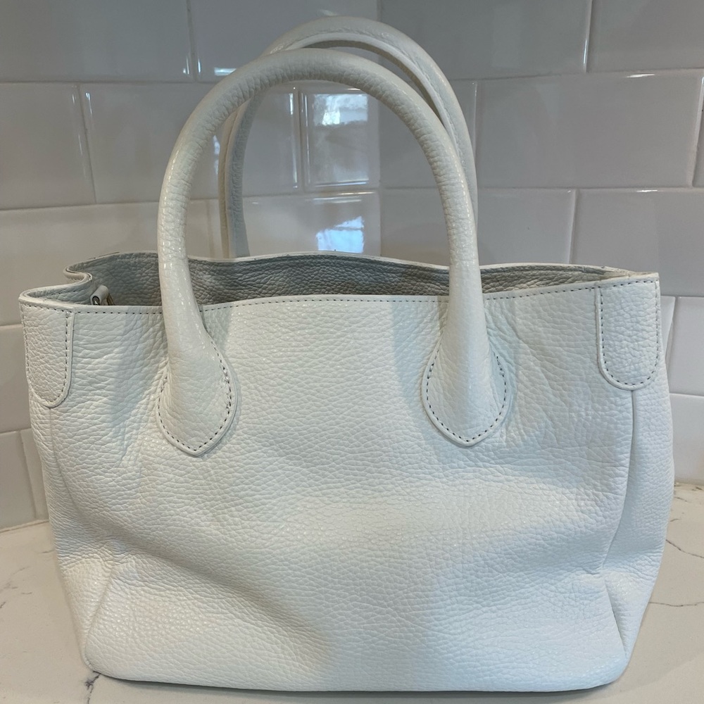 Mark and Graham pebble leather white satchel bag